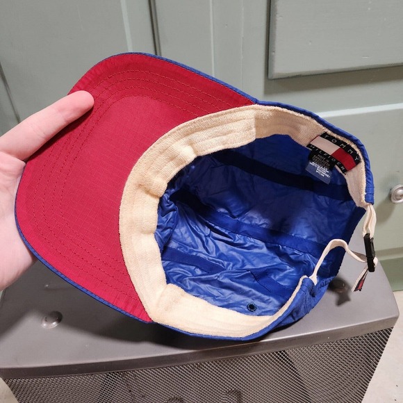 VTG 90s Y2K Tommy Hilfiger Athletics Nylon 5 Panel Blue Hat Cap OSFM - Picture 11 of 14